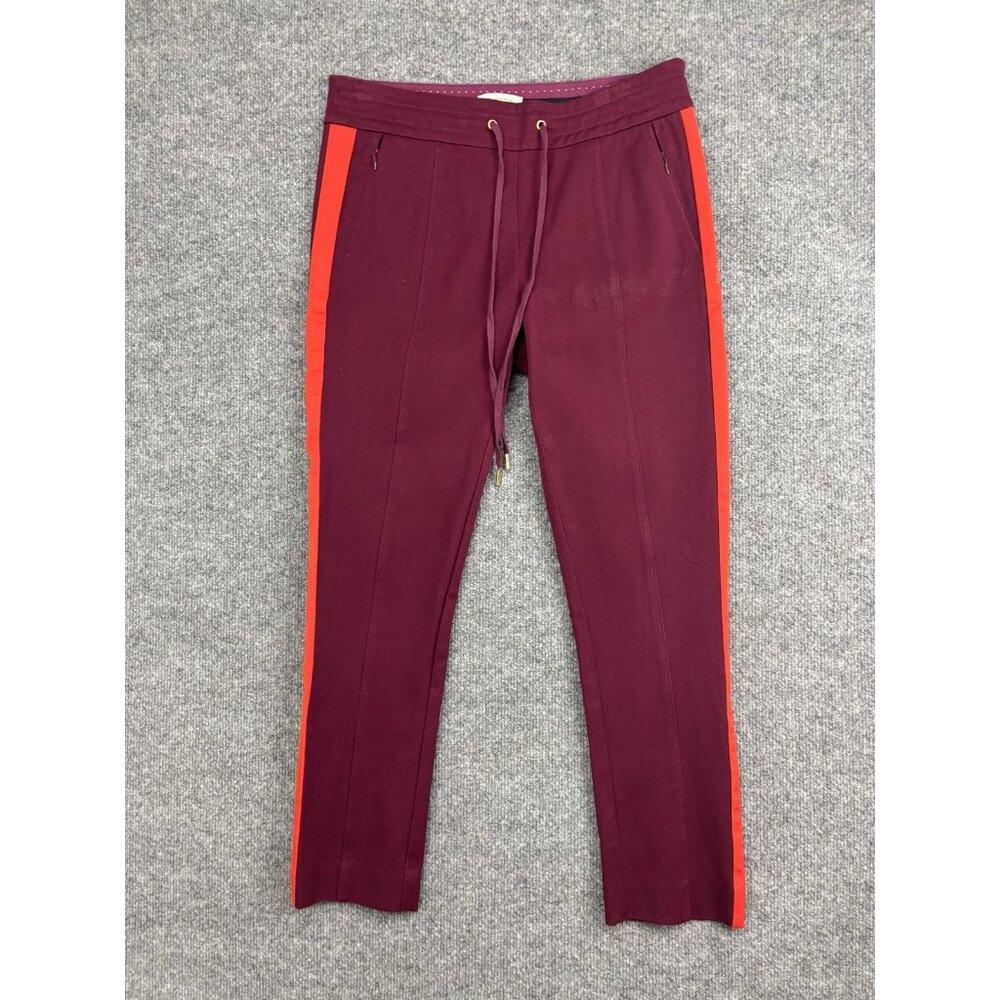 Anthropologie Essential Slim Pants Womens 4 Red Striped Tapered Twill Casual